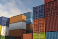 Cargo containers of different colors for logistics Royalty Free Stock Photo
