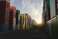 Cargo containers of different colors Royalty Free Stock Photo