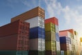 Cargo containers of different colors Royalty Free Stock Photo