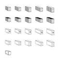 Cargo containers - icon outline set, export, shipping and logistics lineal Set  cargo, Shipping.Isolated vector illustration. Royalty Free Stock Photo