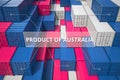 Cargo containers with products of Australia. Logistics related 3D rendering