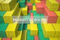 Many cargo containers with products of Bolivia. Export or import related 3D rendering