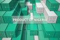 Many cargo containers with products of Nigeria. Export or import related 3D rendering