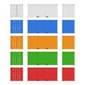 Cargo Containers set for freight shipping and sea export isolated on white background. Front, back and side view Royalty Free Stock Photo