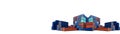 Cargo containers stack on white background for banding webpage