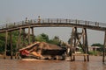 Cargo of corn down the Mekong River Vietnam Royalty Free Stock Photo