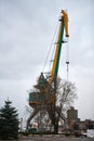 Cargo crane in container ship terminal, container yard Royalty Free Stock Photo