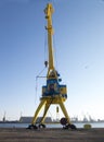 Cargo crane in the port at sunset Royalty Free Stock Photo