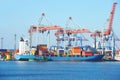 Cargo crane and ship Royalty Free Stock Photo