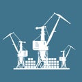 Cargo Cranes Isolated on Blue