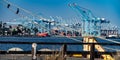 Cargo Cranes In San Pedro Harbor, Los Angeles Port, California