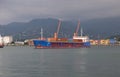 Cargo cranes in the water area of the port of Batumi