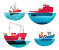 Ships Icons Set Royalty Free Stock Photo