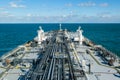 Cargo deck of crude oil tanker.