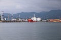 Cargo cranes in the water area of the port of Batumi