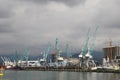 Cargo cranes in the water area of the port of Batumi