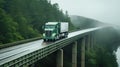 Cargo Delivery in Nature: Trucking Journey through a Forested Landscape, Generative AI