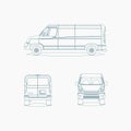 Cargo Delivery Van Vector Illustration in Outline Style Royalty Free Stock Photo