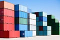 Cargo freight containers at harbor terminal Royalty Free Stock Photo