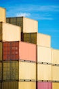 Cargo freight containers stack in harbor Royalty Free Stock Photo