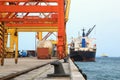 Cargo freight ship in harbour Royalty Free Stock Photo