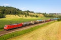 Cargo freight train of DB Deutsche Bahn in Uhingen, Germany Royalty Free Stock Photo
