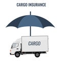 Cargo insurance guarantee of delivery. Flat color design icon.