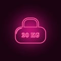 cargo of 20 kilograms icon. Elements of measuring elements in neon style icons. Simple icon for websites, web design, mobile app,
