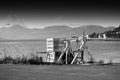 Cargo loader machine in Tromso port background Royalty Free Stock Photo