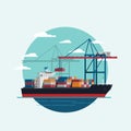 Cargo logistics being loaded container ship with working crane i Royalty Free Stock Photo