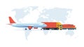 Cargo logistics transportation concept. Cargo plane, train, truck transport on a background of the world map. Import, export . Royalty Free Stock Photo