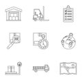Cargo packing icons set, outline style