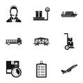 Cargo packing icons set, simple style