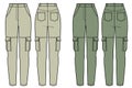 Cargo Pants fashion flat technical drawing template Royalty Free Stock Photo