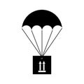 Cargo parachute with a sign indicating the correct vertical position of the cargo - thin line