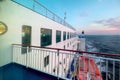 Cargo passenger ferry at sunset Royalty Free Stock Photo