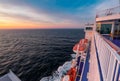 Cargo passenger ferry at sunset Royalty Free Stock Photo