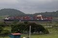 Cargo Passes Through the Panama Canal on a Massive Container Ship