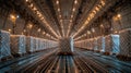 cargo plane interior filled with packed pallets Royalty Free Stock Photo