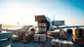 Cargo plane loading and unloading Royalty Free Stock Photo