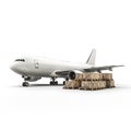 Cargo Plane with Pallets of Cardboard Boxes Ready for Air Freight Royalty Free Stock Photo