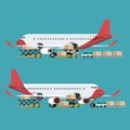 Cargo plane transportation and Loading at airport. concept Vector illustration Royalty Free Stock Photo