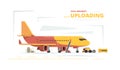 Cargo plane. Upload civil aircraft technical cars freight vector concept