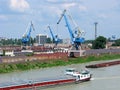 Cargo port on the Danube river Royalty Free Stock Photo