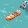 Cargo Port Illustration in Isometric Projection Royalty Free Stock Photo