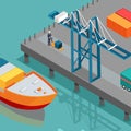 Cargo Port Illustration in Isometric Projection Royalty Free Stock Photo