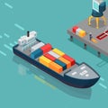 Cargo Port Illustration in Isometric Projection Royalty Free Stock Photo