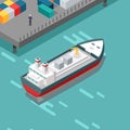 Cargo Port Illustration in Isometric Projection Royalty Free Stock Photo