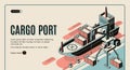 Cargo port isometric vector landing page template