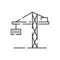 Cargo port line icon air, sea, rail freight terminal, storage. Delivery container shipping